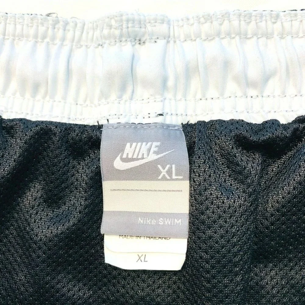 Vintage Nike Swoosh Swim Trunks Board Shorts Mesh Brief Lined‎ XL Black EUC